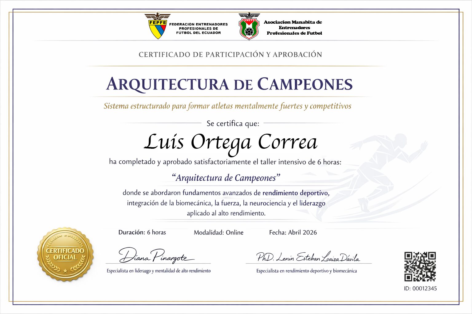 Certificado Aprobación Taller Diana Pinargote
